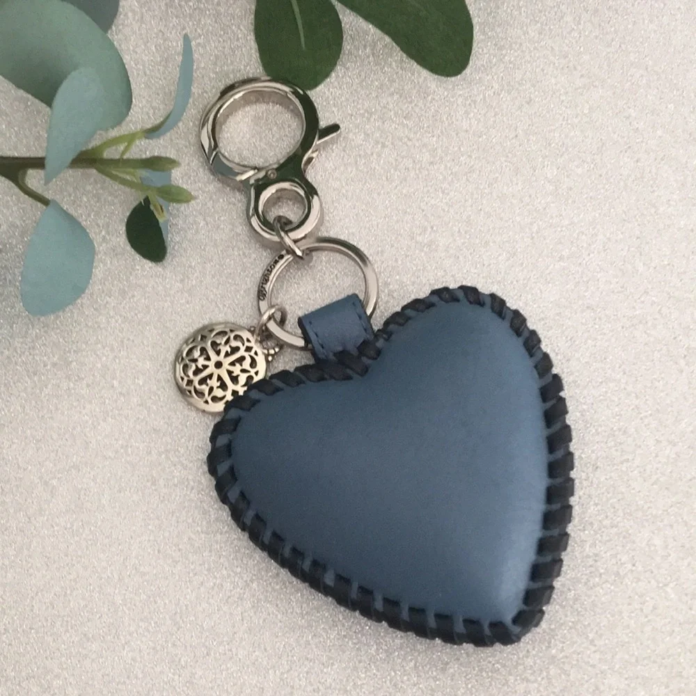 Brighton Retired Ferrara Santorini Leather Heart Bag Charm Fob/Key Chain (Rare)